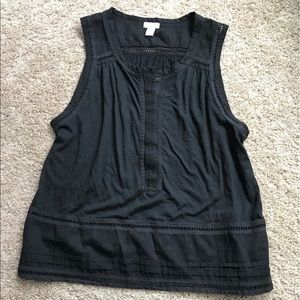Hinge tank, black with lace detail
